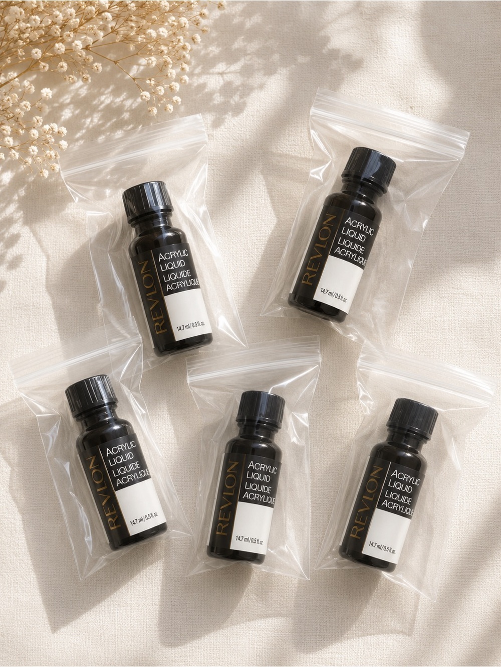 Revlon Black Acrylic Liquid Bottles - Set of 5